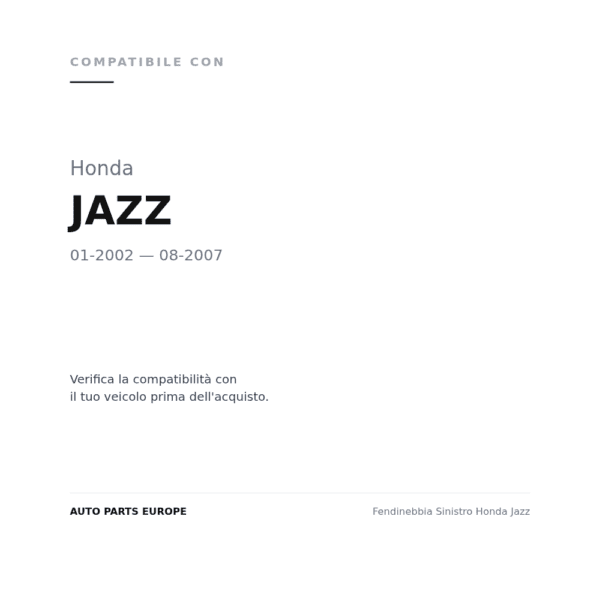 Fendinebbia Sinistro Honda Jazz compatibilità veicoli (Honda JAZZ (2002-2007))