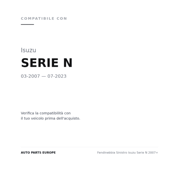 Fendinebbia Sinistro Isuzu Serie N 2007+ compatibilità veicoli (Isuzu SERIE N (2007-2023))