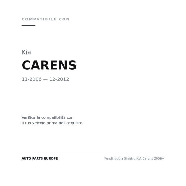 Fendinebbia Sinistro KIA Carens 2006+ compatibilità veicoli (Kia CARENS (2006-2012))