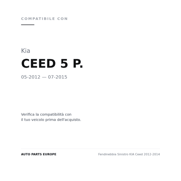 Nebelscheinwerfer Links KIA Ceed 2012-2014 compatibilità veicoli (Kia CEED 5 P. (2012-2015))