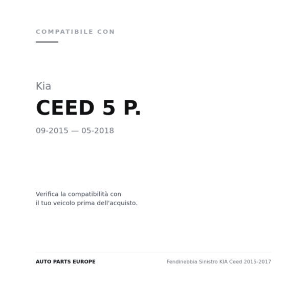 Nebelscheinwerfer Links KIA Ceed 2015-2017 compatibilità veicoli (Kia CEED 5 P. (2015-2018))