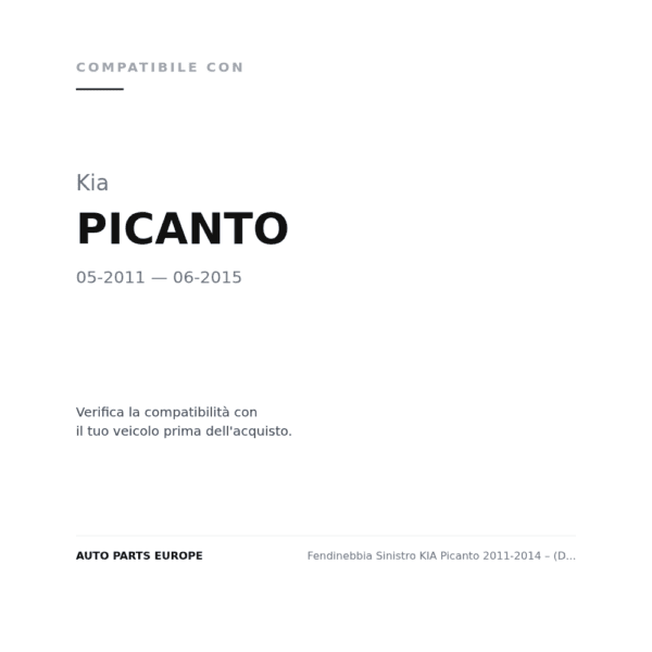 Fendinebbia Sinistro KIA Picanto 2011-2014 – (Disegno Fanalino) compatibilità veicoli (Kia PICANTO (2011-2015))