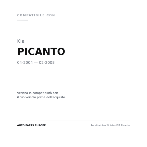 Fendinebbia Sinistro KIA Picanto compatibilità veicoli (Kia PICANTO (2004-2008))
