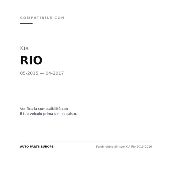 Fendinebbia Sinistro KIA Rio 2015-2016 compatibilità veicoli (Kia RIO (2015-2017))