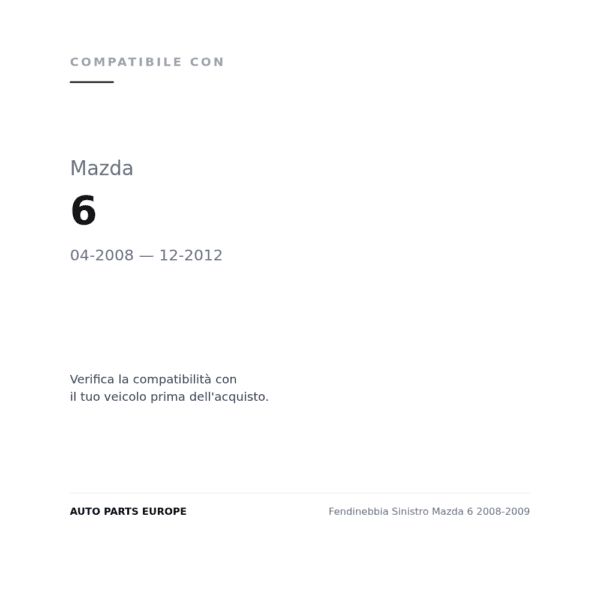 Nebelscheinwerfer Links Mazda 6 2008-2009 compatibilità veicoli (Mazda 6 (2008-2012))