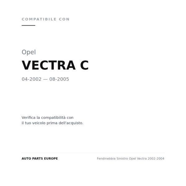 Fendinebbia Sinistro Opel Vectra 2002-2004 compatibilità veicoli (Opel VECTRA C (2002-2005))
