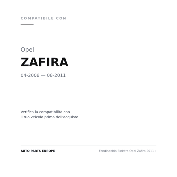 Fendinebbia Sinistro Opel Zafira 2011+ compatibilità veicoli (Opel ZAFIRA (2008-2011))