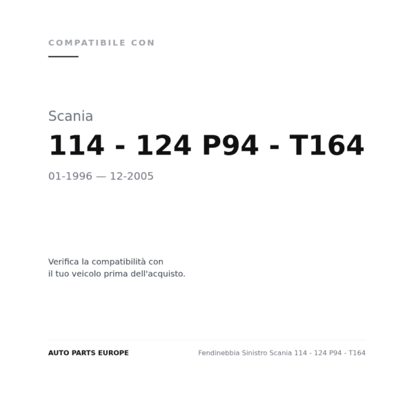 Fendinebbia Sinistro Scania 114 - 124 P94 - T164 compatibilità veicoli (Scania 114 - 124 P94 - T164 (1996-2005))