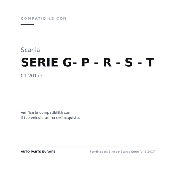 Fendinebbia Sinistro Scania Serie R - S 2017+ compatibilità veicoli (Scania SERIE G- P - R - S - T (2017+))