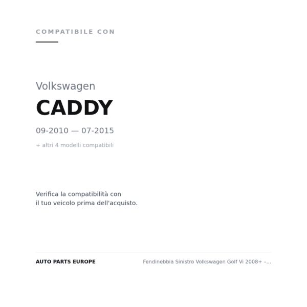 Fendinebbia Sinistro Volkswagen Golf Vi 2008+ – - Golf Plus 2009 - Eos 2006 -Caddy 2010 Modello Hella compatibilità veicoli (Volkswagen CADDY (2010-2015) · Volkswagen EOS (2006-2011) · Volkswagen GOLF VI (2008-2012) · Volkswagen GOLF VI PLUS (2009+) · Volkswagen JETTA (2011-2013))