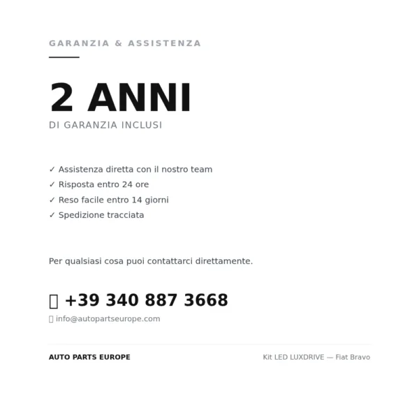 Garanzia 2 anni LUXDRIVE — assistenza diretta — telefono +39 340 887 3668