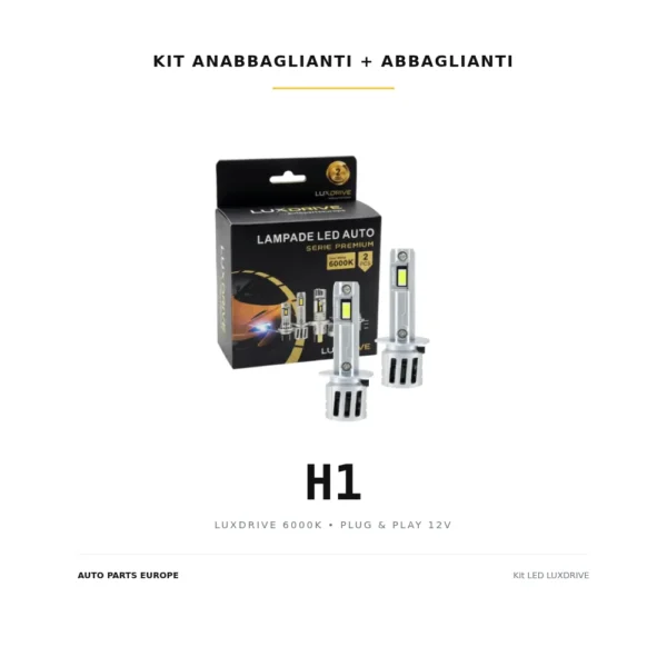 Kit lampadine LED ANABBAGLIANTI + ABBAGLIANTI H1 LUXDRIVE 6000K