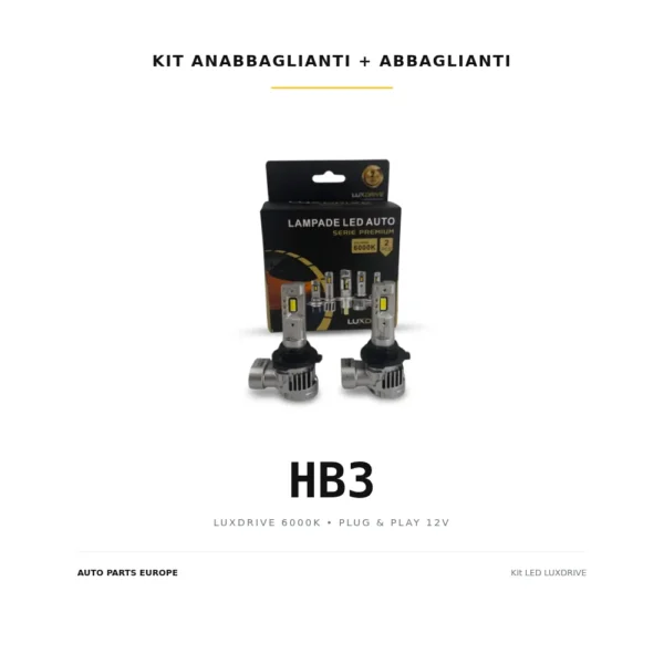 Kit lampadine LED ANABBAGLIANTI + ABBAGLIANTI HB3 LUXDRIVE 6000K