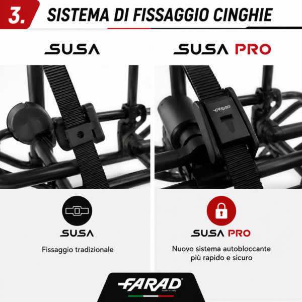Portabici da gancio traino SUSA PRO FARAD 2 bici – foto 8