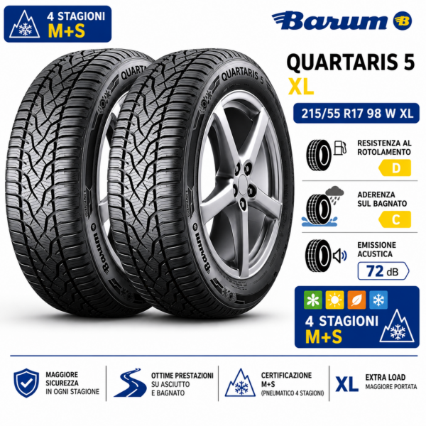 Reifenpaar BARUM Quartaris 5 215/55 R17 98W XL Ganzjahresreifen – Bild 2