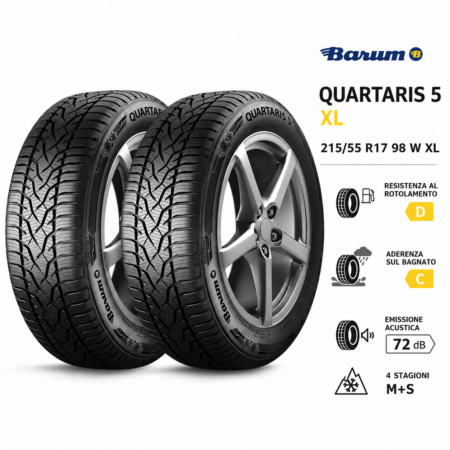 Coppia Pneumatici BARUM Quartaris 5 215/55 R17 98W XL 4 Stagioni