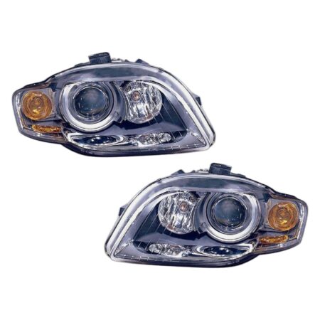 Coppia Fari Anteriori Destro + Sinistro Audi A4 2004-2006 - Freccia Arancio – Xenon Con Fanalino Arancio Con Motore Elettrico