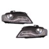 Coppia Fari Anteriori Destro + Sinistro Audi A4 2007-2011 – Bixeno Orientabile C/Luce Diurna A Led C/Motore Parabola Nera