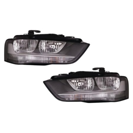Coppia Fari Anteriori Destro + Sinistro Audi A4 2012-2014 – Con Motore Parabola Nera, originale 8K0941004AB, 8K0941004L