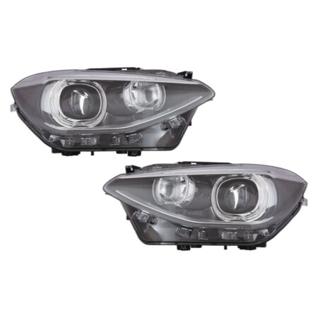 Coppia Fari Anteriori Destro + Sinistro BMW Serie 1 F20 5 Porte - F21 3 Porte 2012-2014 – Bi-Xenon A Led Con Motore Parabola Nera