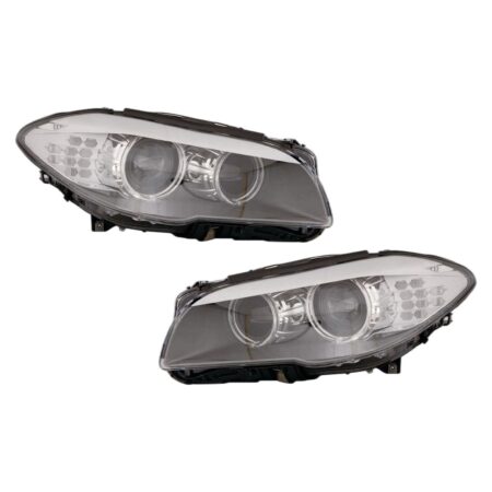 Coppia Fari Anteriori Destro + Sinistro BMW Serie 5 2010-2012 – F10/F11 Bi-Xeno Con Luce Diurna A Led Con Motore, originale
