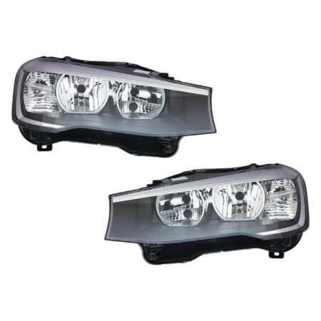 Paar Scheinwerfer Rechts + Links BMW X3 F-25 2014+ – Schwarze Schüssel mit Motor, Originalnummer 63117334078, 63117334077