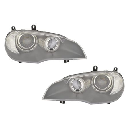 Coppia Fari Anteriori Destro + Sinistro BMW X5 E70 2006-2009 – Xenon Con Motore Con Luce Diurna A Led Afs Parabola Nera