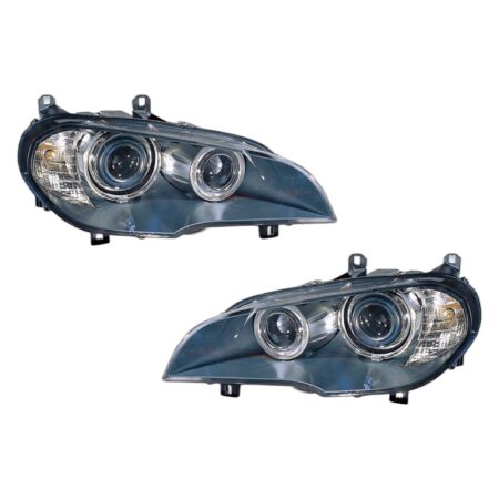 Coppia Fari Anteriori Destro + Sinistro BMW X5 E70 2006-2009 – Xenon Tecnologia Celis Con Motore Parabola Nera, originale