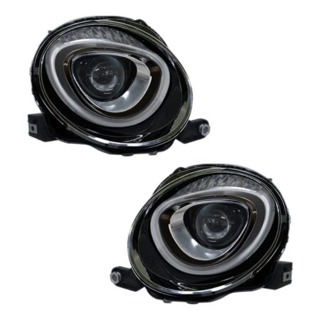 Coppia Fari Anteriori Destro + Sinistro FIAT 500 2015+ – Con Motore Parabola Nera, originale 52007418, 52088871