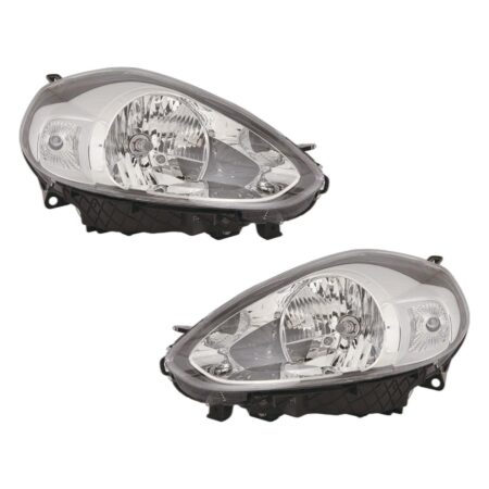 Coppia Fari Anteriori Destro + Sinistro FIAT Grande Punto Evo 2009+ – Parabola Cromata Con Motore Elettrico Inclusoet