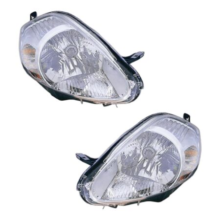 Coppia Fari Anteriori Destro + Sinistro FIAT Grande Punto – Parabola Cromata Con Motore, originale 51701594, 51701593