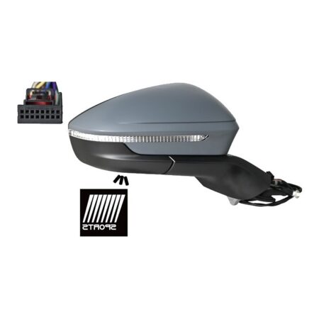 Specchietto Retrovisore Sinistro Skoda Enyaq 2021+ / Skoda Elroq 2024+ – Elettrico, Riscaldato, Ripiegabile, con Freccia, Memoria, Asferico, 13 Pin