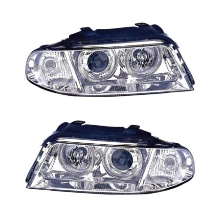 Coppia Fari Anteriori Audi A4 99 Con Lenticolare Cromato - H1 – Sostituzione Fari Alogeni
