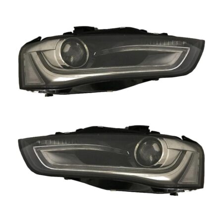 Coppia Fari Anteriori Audi A4 2012 Con Lenticolare Parabola Nera Diurna LED - H7 con Motore – Sostituzione Fari Alogeni