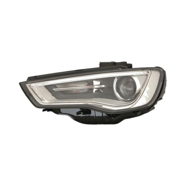 Coppia Fari Anteriori Audi A3 2012 Con Lenticolare Parabola Cromata Diurna LED – H7 con Motore – Sostituzione Fari Alogeni