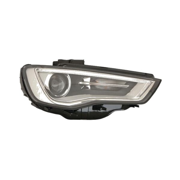 Coppia Fari Anteriori Audi A3 2012 Con Lenticolare Parabola Cromata Diurna LED – H7 con Motore – Sostituzione Fari Alogeni