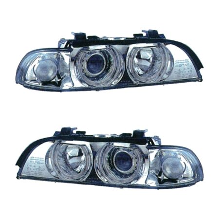 Coppia Fari Anteriori BMW Serie 5 E39 95' Parabola Cromata Tecn. Celis Con Lenticolare - H7 – Sostituzione Fari Alogeni