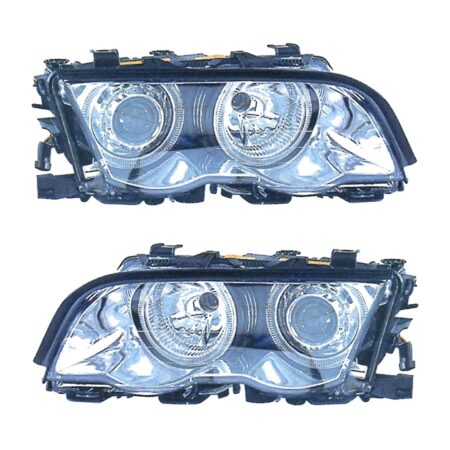 Coppia Fari Anteriori BMW Serie 3 E46 Parabola Cromata Tecn. Celis C Lenticolare - H7 – Sostituzione Fari Alogeni