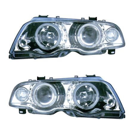 Coppia Fari Anteriori BMW Serie 3 E46 Berlina Parabola Cromata - H7 – Sostituzione Fari Alogeni