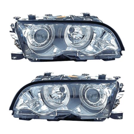 Coppia Fari Anteriori BMW Serie 3 E46 Coupe' 2001 Con Lenticolare Tecnologia Celis Cromata - H7 – Sostituzione Fari Alogeni