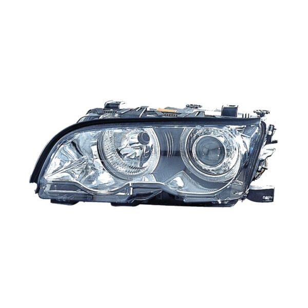 Coppia Fari Anteriori BMW Serie 3 E46 Coupe’ 2001 Con Lenticolare Tecnologia Celis Cromata – H7 – Sostituzione Fari Alogeni