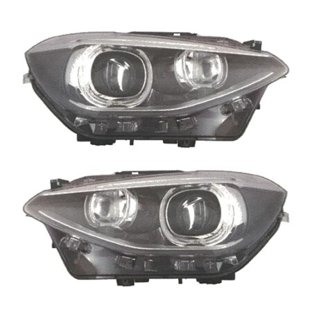 Coppia Fari Anteriori BMW Serie 1 F20 5 Porte - F21 3 Porte 2012 Parabola Nera Diurna LED con Motore