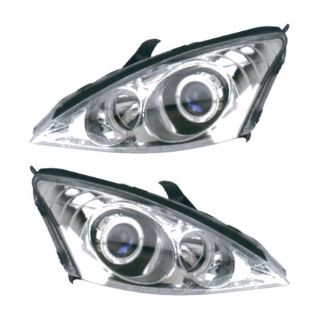Coppia Fari Anteriori Ford Focus 98 Con Lenticolare Cromato