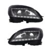 Coppia Fari Anteriori Mercedes Classe C W204 2006 Parabola Nera Diurna LED – H7 con Motore – Sostituzione Fari Alogeni