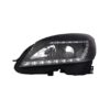 Coppia Fari Anteriori Mercedes Classe C W204 2006 Parabola Nera Diurna LED – H7 con Motore – Sostituzione Fari Alogeni