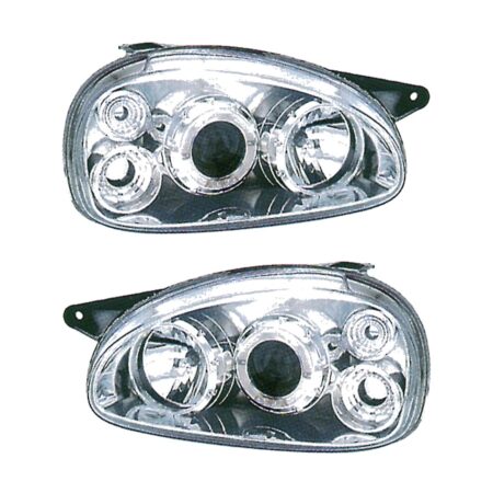 Coppia Fari Anteriori Opel Corsa 93 Clenticolare Cromato