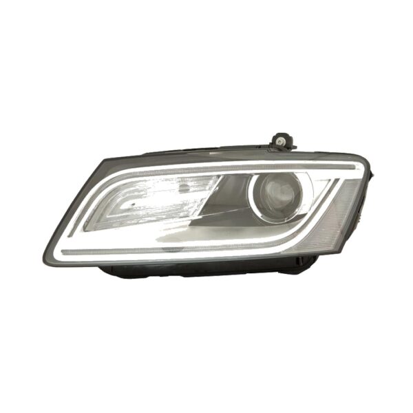 Coppia Fari Anteriori Audi Q5 2012 Con Lenticolare Parabola Cromata Diurna LED – H7 con Motore – Sostituzione Fari Alogeni