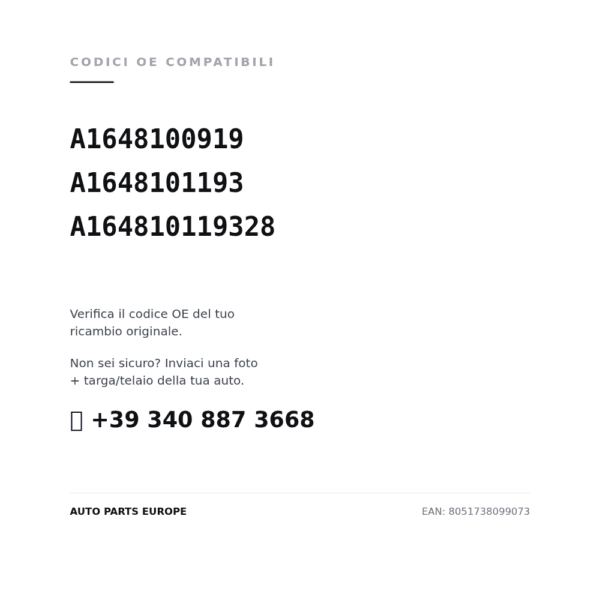 Kompatible OE-Nummern Außenspiegel Links Mercedes M-Klasse 2006+ – Elektrisch, Beheizt, Klappbar, Speicher, Courtesylicht, Asphärisch, 14-polig (A1648100919, A1648101193, A164810119328). Kundenservice WhatsApp +39 340 887 3668