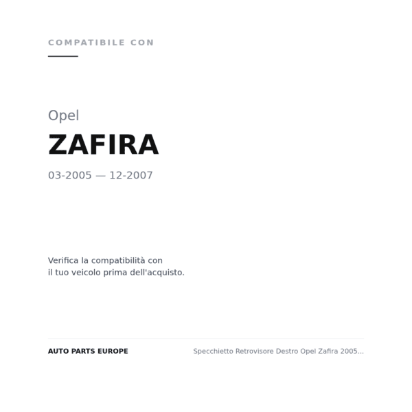 Specchietto Retrovisore Destro Opel Zafira 2005 – Cromato compatibilità veicoli (Opel ZAFIRA (2005-2007))