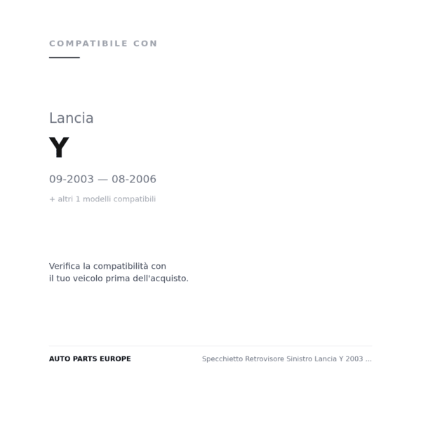 Specchietto Retrovisore Sinistro Lancia Y 2003 – Nero compatibilità veicoli (Lancia Y (2003-2006) · Lancia Y (2006-2010))